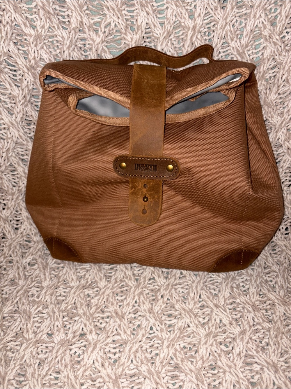 Duluth Trading Co Brown Canvas Toiletry Kit with Leather Strap Accent